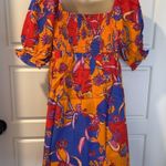 Modcloth  Taking a Tropical Twirl Babydoll Orange Psychedelic 60’s Dress MED NWT Photo 5