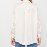 ZARA  Pearl White Satiny Button Down Shirt(Size Small) Photo 1