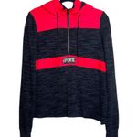 PINK - Victoria's Secret PINK Victoria’s Secret Dark Gray & Hot Pink Quarter Zip Hooded Sweatshirt Photo 0