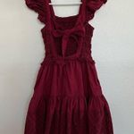 Sea New York Vivienne Broderie Anglaise Eyelet Shirred Mini Dress Claret, XS Red Photo 5