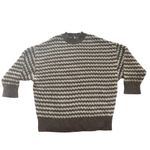 ZARA Brown Ivory Striped Oversized Slouchy Wool Crewneck Knit Sweater Size L Photo 6