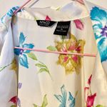 NY & Co Silky Satin Short Sleeve Lounge Robe House Dress White Multi Floral XL Photo 3