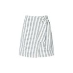 Club Monaco Mairead Skirt Women's 4 White Blue Striped Wrap Lined Mini Side Tie Photo 9