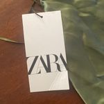 ZARA Olive Green Satin Blouse Photo 3
