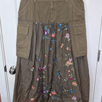 Johnny Was  Floral Embroidered Cargo Skirt Women's Small Khaki Green Photo 0