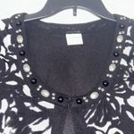 Emma James  Black and Gray Floral Blouse Sheer‎ Overlay Cardigan M Photo 1