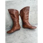 Cathy Jean  Women’s 7 Brown Tan Leather Boots W/Buckle Riding 90s Y2K Below Knee Photo 1