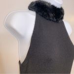 Ralph Lauren Lauren  Black Fur Collar Evening Dress Size Large Photo 4