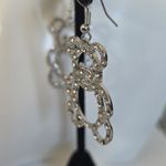 Silver Teddy Bear Drop Earrings with Rhinestines Photo 3