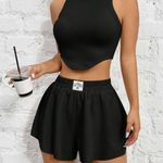 Knitted Crop Top & Short Set Black Size M Photo 0