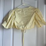 Double Crazy Pastel Yellow Cropped Puff Sleeve Top Photo 3