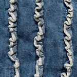 Vintage 90s Top Chambray Denim Ruffle Front Western Button Down Shirt Large Blue Photo 8