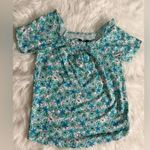 Lands' End Floral Blue and Green Blouse Photo 0