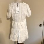 ZARA  100% Cotton Openwork Eyelet Embroidered V Neck Ruffle Dress Photo 9