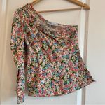 ZARA Floral One Shoulder Top With Side Zipper Size Small Photo 2