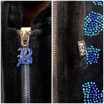 BCBGMAXAZRIA Vtg Y2K Velour Hoodie Track Jacket S Black Rhinestone Animal Spots Photo 7