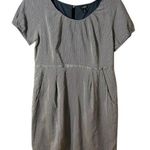 J. CREW FACTORY Gray Grey Career Short Cap Sleeve Stripe Cotton Silk Dress 14 Photo 0