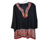 Rafaella  Paisley Style Print Bohemian Style 3/4 Sleeve V-Neck Tunic (Size L)‎ Photo 1