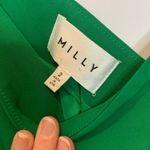 Milly  Emerald Green One Shoulder Sheath Dress Dramatic Bell Sleeve Photo 1