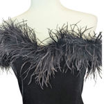 Vintage Jeffrey & Dara by Tom Barra Black Velvet Ostrich Feather Collar Gown Size 8 Photo 2