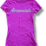 Aeropostale  Y2K Baby Tee Womens Size XS Spell out fuchsia Casual Barbiecore Photo 0