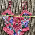 Victoria's Secret Vintage Victoria’s Secret Gold Label One Piece Coral Floral Lingerie Medium Photo 8