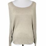 Theory Washed Khaki Lightweight Slub Knit Scoop Neck Sweater Photo 0