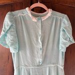 Vintage Light Blue Midi Dress with Lace Peter Pan Collar Size M Photo 0