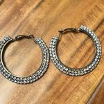 Silver rhinestone diamond hoop earrings Photo 0
