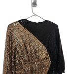 Eloquii  Long Sleeve Sequined Colorblock Mini Party Formal Dress Gold Black Sz 14 Photo 6