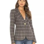 Smythe Patch Pocket Duchess Blazer Windowpane Grey Wool Size 6 Gray Photo 1