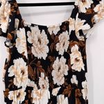 Old Navy Fit & Flare Jumpsuit Womens Small Black Floral Rayon Flutter Sleeve NEW Photo 9