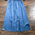 Kate Spade  • Belted Satin Midi Dress ruffle trim short sleeve Antique Blue Photo 7