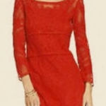 EXPRESS  size XS Cherry Red Long Sleeve Crochet Lace Mini Dress NWT Photo 0