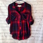 Cloth & Stone  Anthropologie Long Sleeve Plaid Button Down Top Fringe Bottom‎ Photo 1