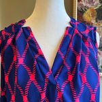 Hawthorn Blouse 1X Blue Pink Rope Diamond Print Sleeveless V Neck Top Photo 1