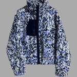 Kinesis Animal Print Sherpa Jacket Sz Small Blue Photo 0