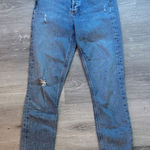 AGOLDE Nico Women's Light Blue Distressed Raw Slit Hem Jeans Size 24 Photo 0