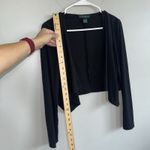 Ralph Lauren Lauren Dress Woman’s Open Front Shawl Cardigan Size S Black Stretch Photo 3