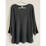 Chico's Chico’s Sweater Pearl Detail Embellished Gray Long Sleeve Career Top Size 3 XL Photo 3