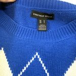 Streetwear Society Retro Argyle Blue Cropped Knit Sweater Women's Size XL  Photo 4