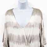 American Eagle  Soft & Sexy Tie Dye Faux Wrap Top Blouse V Neck Tan White Photo 1