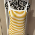 Old Navy  Slim Fit Ribbed Knit Tank Top Gold White Stripe Y2K Cami Boho Stretch M Photo 0