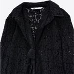 ZARA Black Tied Lace Blouse Button Down Top Shirt Photo 3