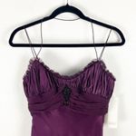 Badgley Mischka 100% Burgundy Embellished Bodice With Silk Shoulder Cover Dress Photo 8