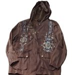 Miss Me Brown Lightweight Tribal Embroidery Stitchig Jacket Size Large Photo 0
