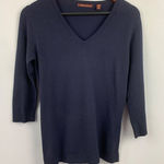 525 America  Womens Navy V-Neck Sweater S Rayon/Nylon Photo 0