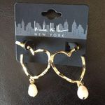 Nicole Miller New  Open Heart & Dangling Pearl Earr Photo 0