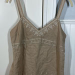 Old Navy VTG Old‎ Navy Y2K Beige Linen Cotton Embroidered Tank Babydoll Medium Coquette Photo 0