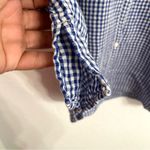 Old Navy Womens Shirt Blouse Blue White Gingham Plaid Boxy Button Up Size XL Photo 6